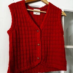 Red Cable Knit Women's Sweater Vest